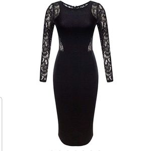 Olrain Black Lace & Velvet Dress